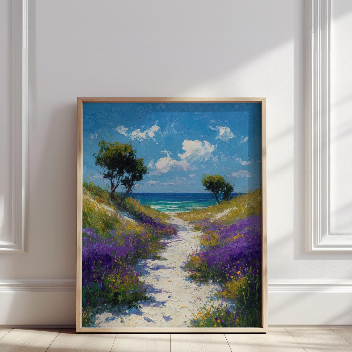 Lavender Beach Path Summer Flowers Ocean View Coastal Trail Poster