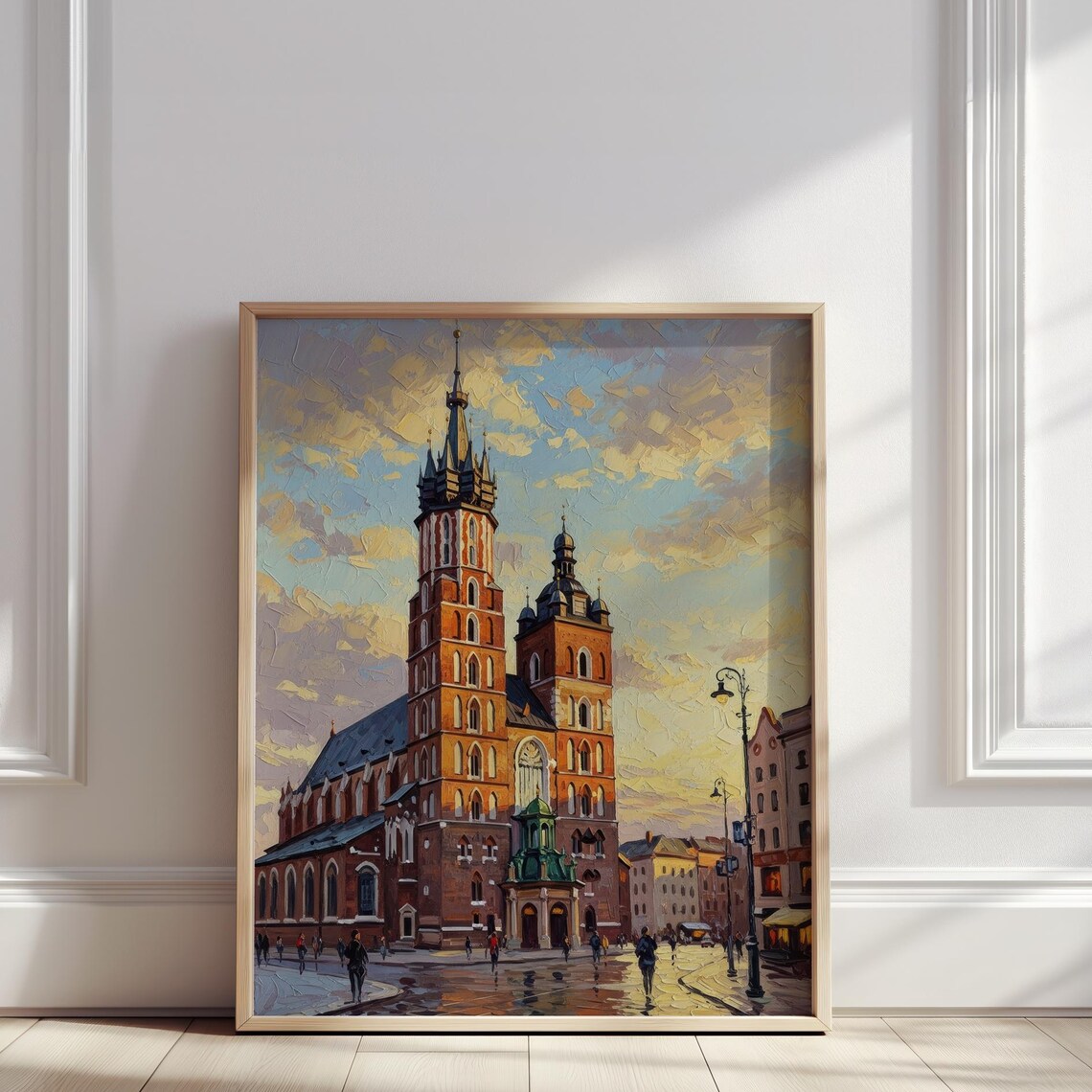 Saint Marys Basilica Krakow Poland Old Town Church Oil Art Poster