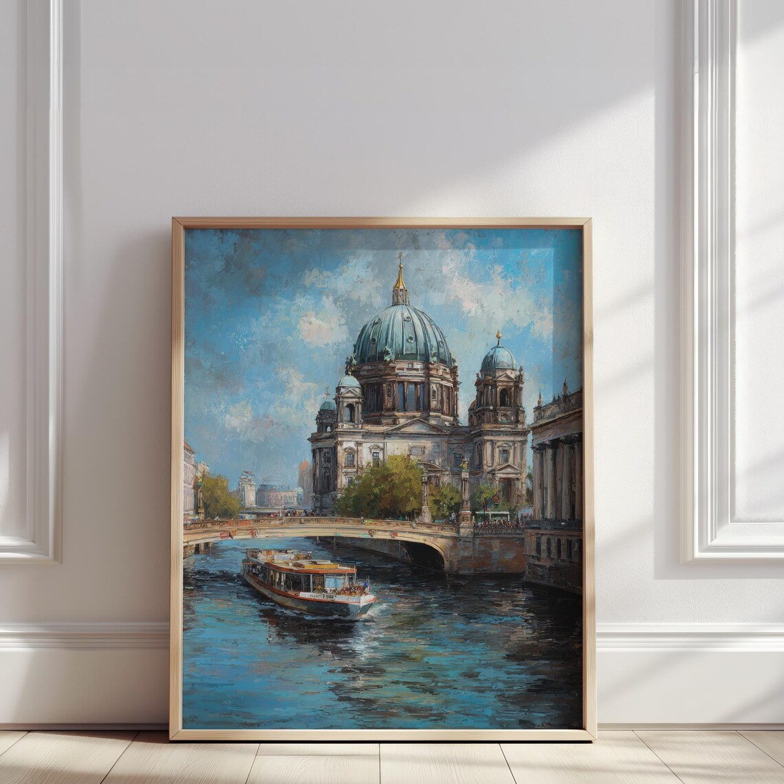 Berlin Cathedral Spree Canal Tour Boat Oil Painting Style Poster