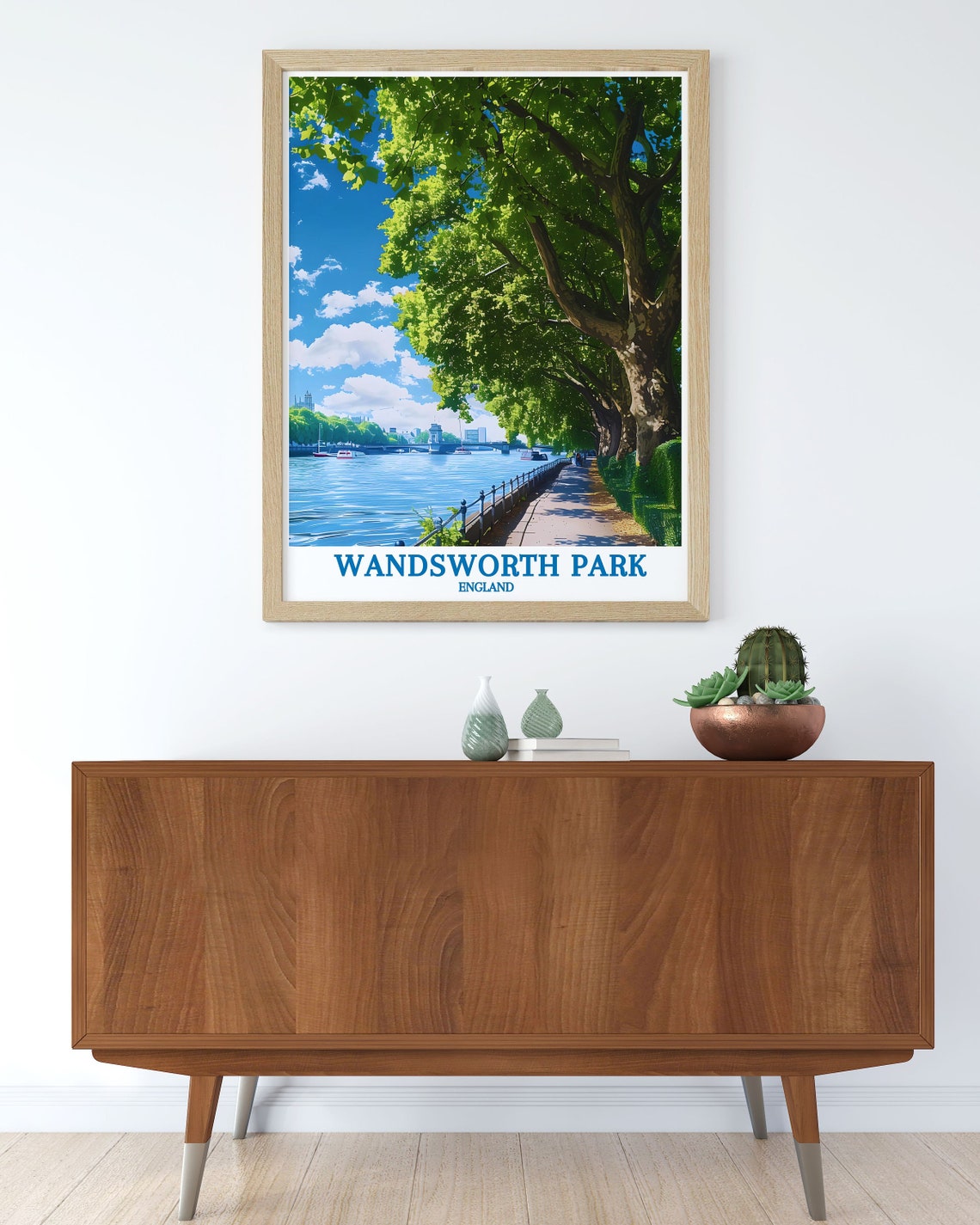 Wandsworth Park England Thames Riverside Summer Walk Scene Poster - Image 3