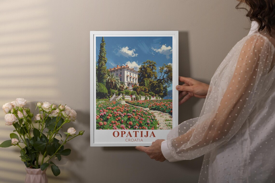 Opatija Croatia Villa Angiolina Rose Garden Estate Travel Poster - Image 3