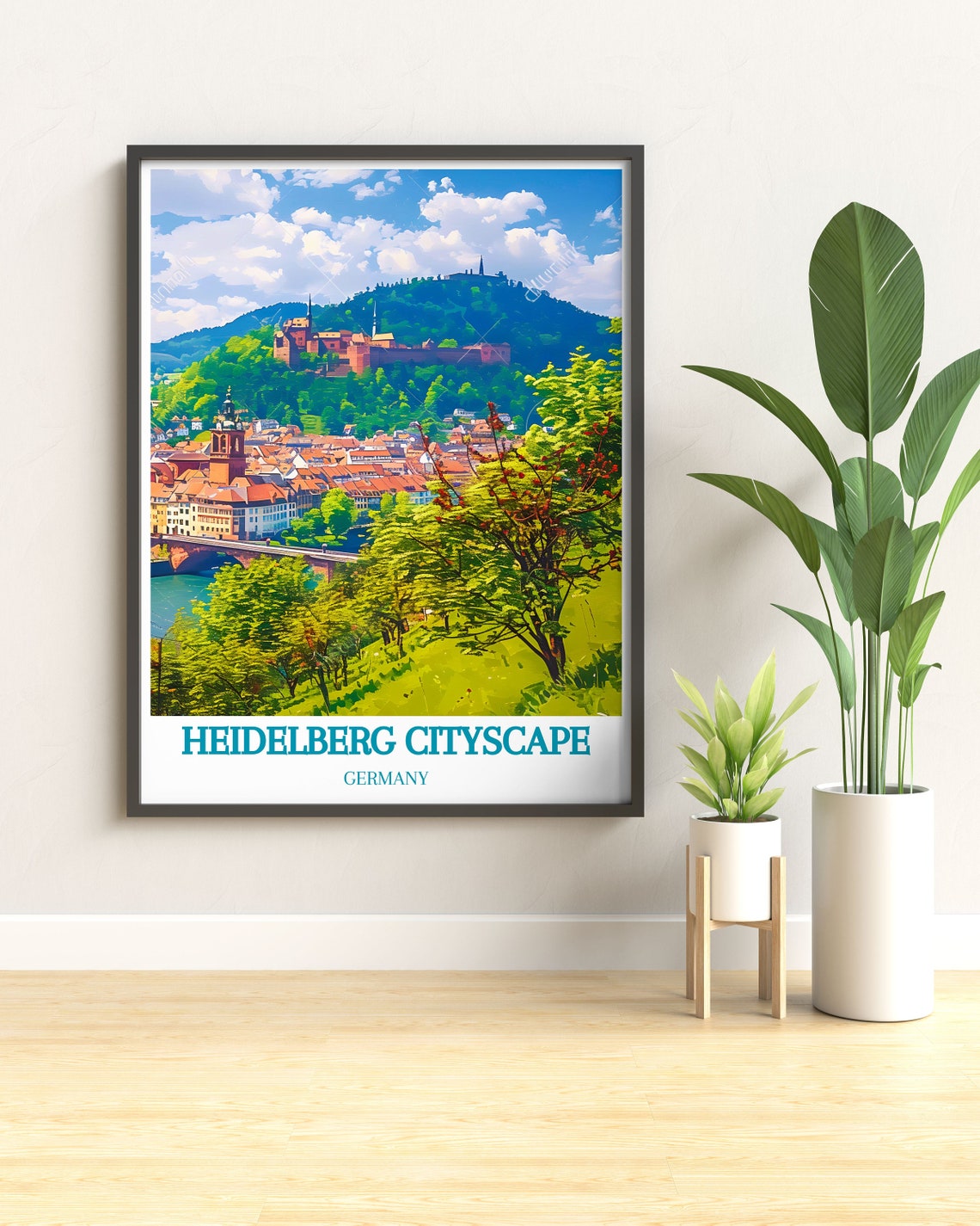 Heidelberg Germany Cityscape Poster Old Town Roofs Castle Hilltop - Image 3