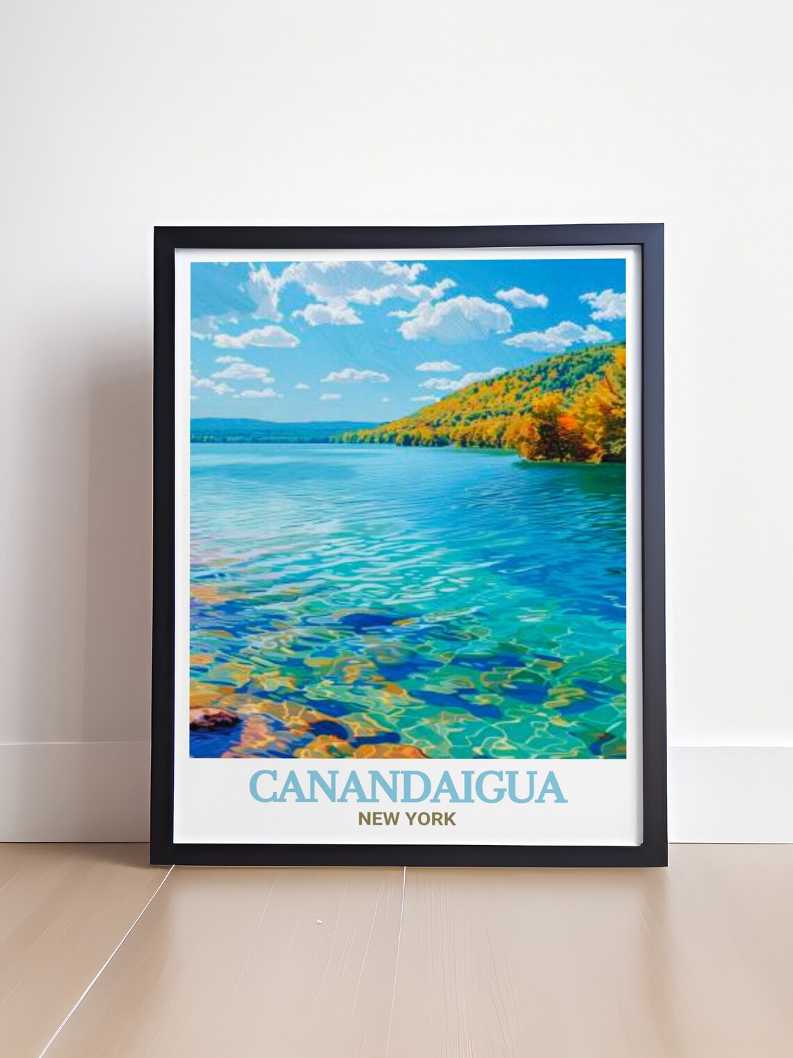 Canandaigua New York Fall Lakeside Hills Crystal Water Art Poster - Image 4