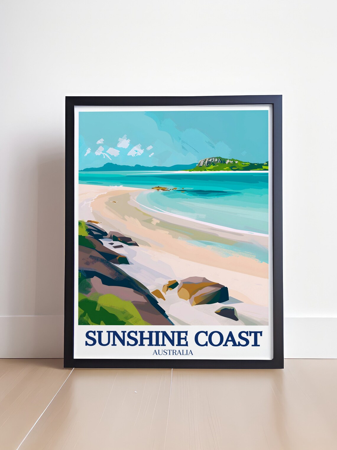 Sunshine Coast Australia Curved Beach Turquoise Water Poster - Image 4