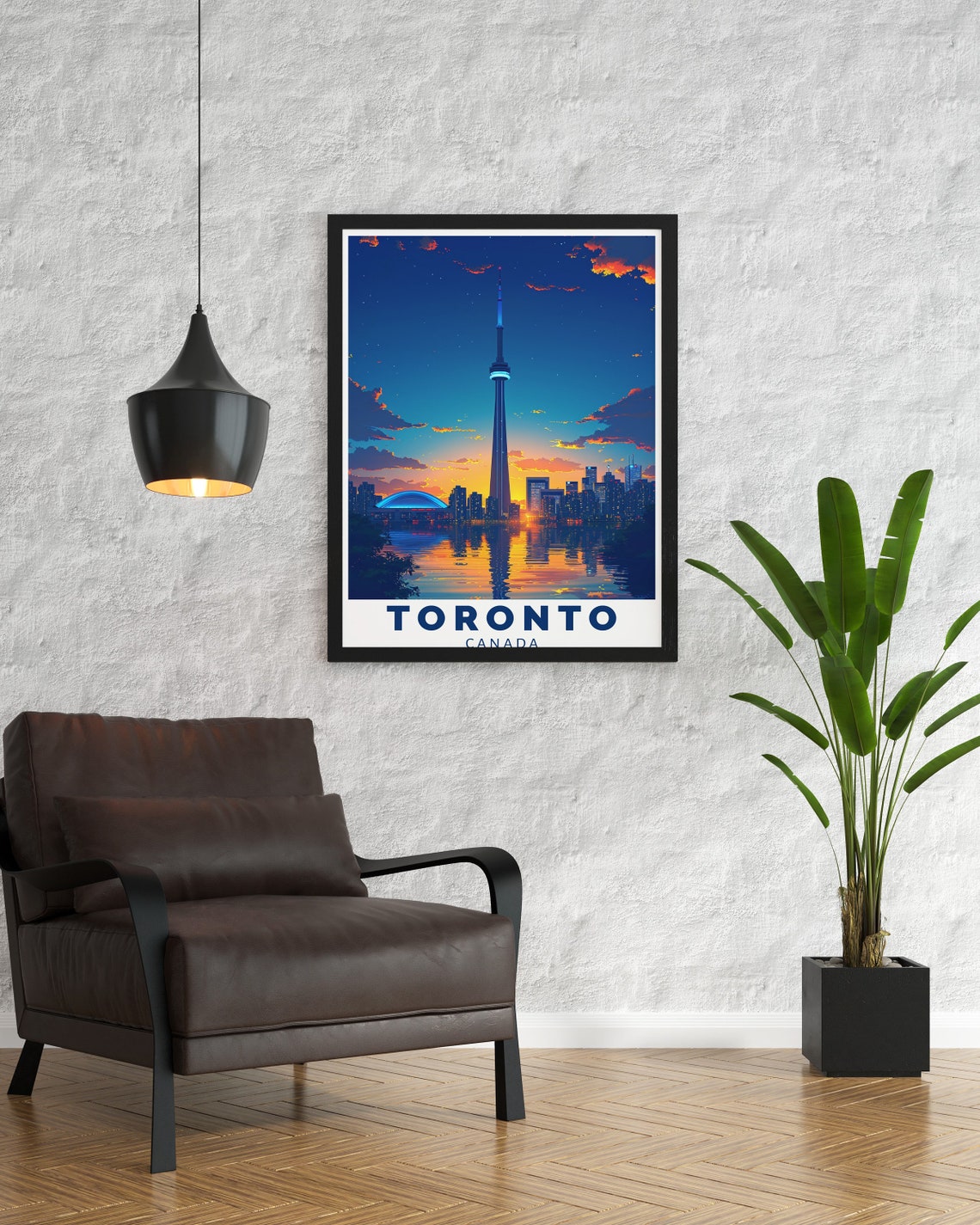 Toronto Canada CN Tower Illuminated Skyline Sunset Travel Poster - Image 3