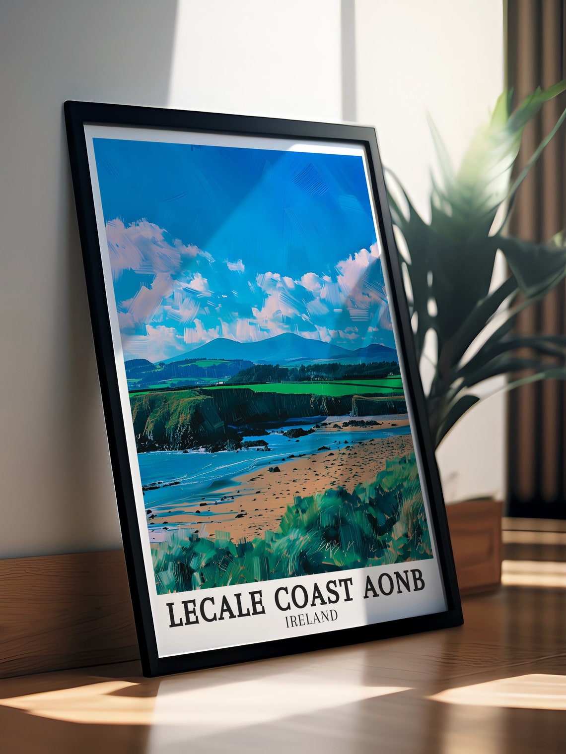 Lecale Coast AONB Dundrum Bay Sandy Beach Ireland Travel Poster - Image 3