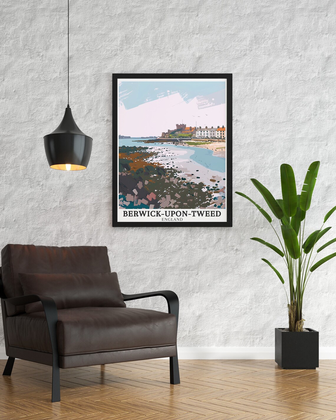 Berwick-upon-Tweed Castle Ruins Above a Sandy Beach Art Poster - Image 3