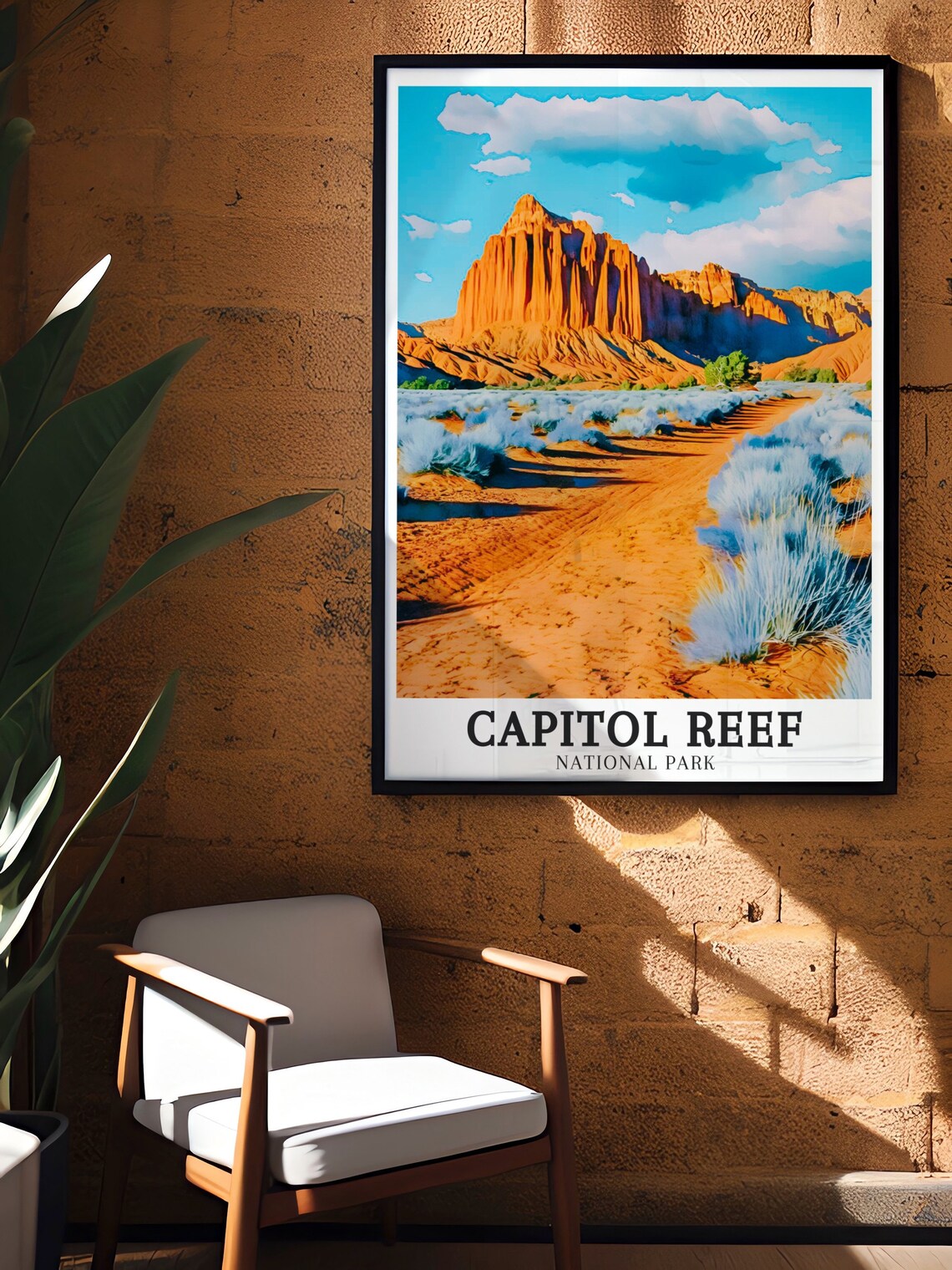 Capitol Reef Navajo Sandstone Cliffs Desert Trail National Park Poster - Image 3