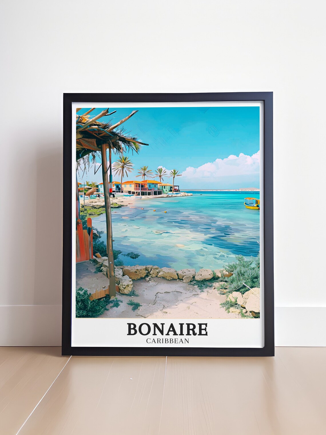 Bonaire Lac Bay Palapa Shores and Caribbean Beach Scene Poster - Image 4