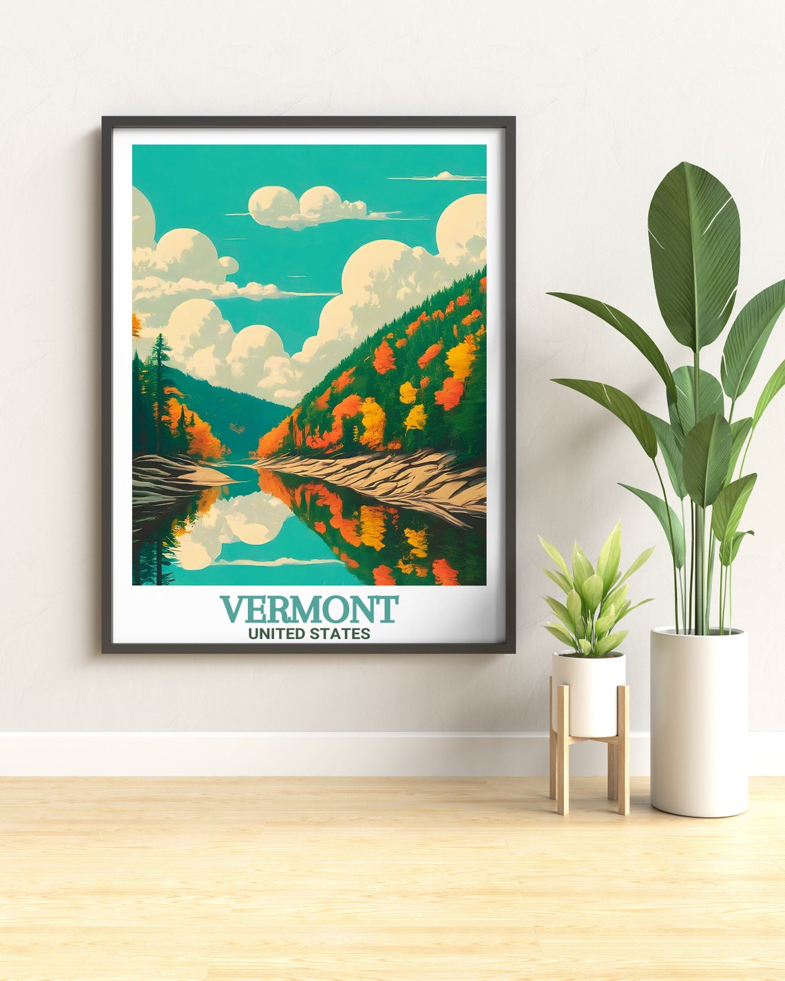 Vermont Quechee Gorge Autumn Foliage River View Travel Poster - Image 2