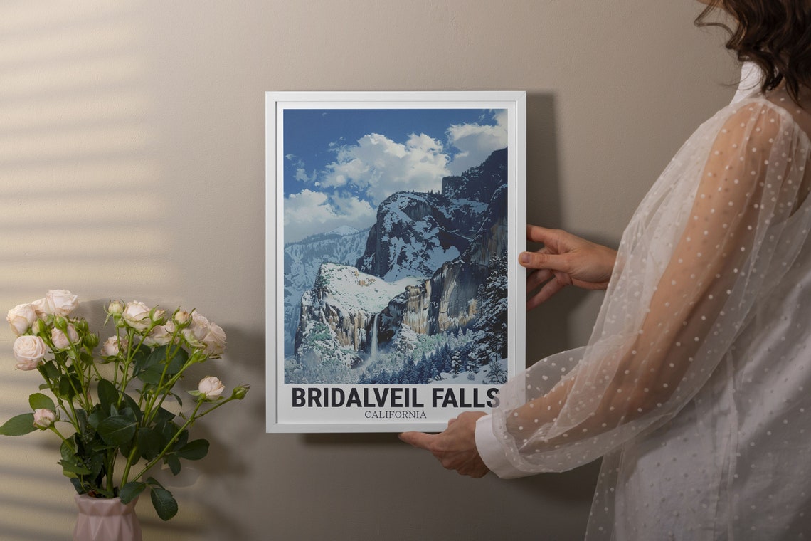 Bridalveil Falls Wall Art Winter Art California Travel Art Bridalveil Falls Winter Travel Poster Bridalveil Falls Winter Poster - Image 2