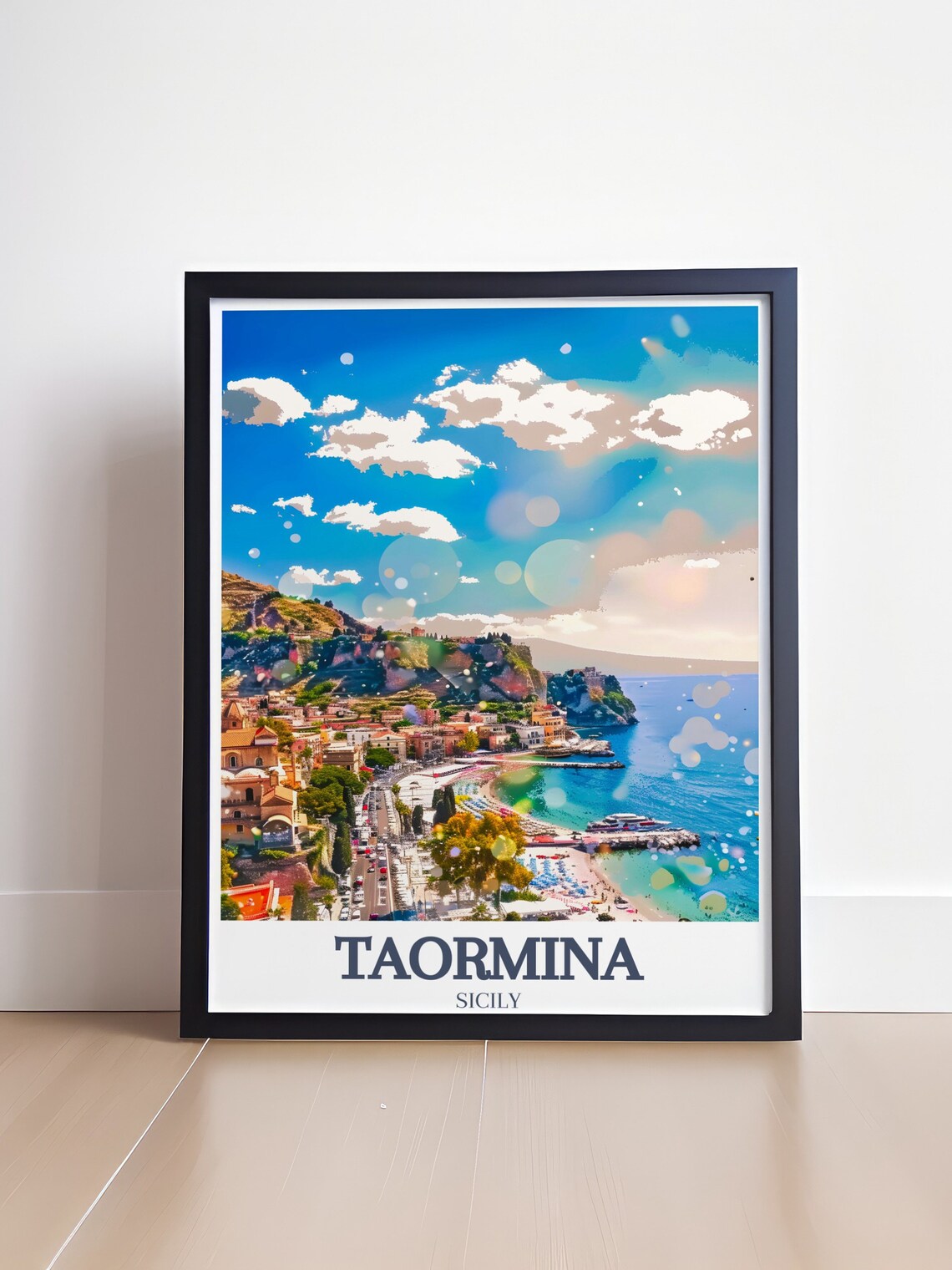 Taormina Sicily Isola Bella Bay Beach Coastline Travel Poster - Image 4
