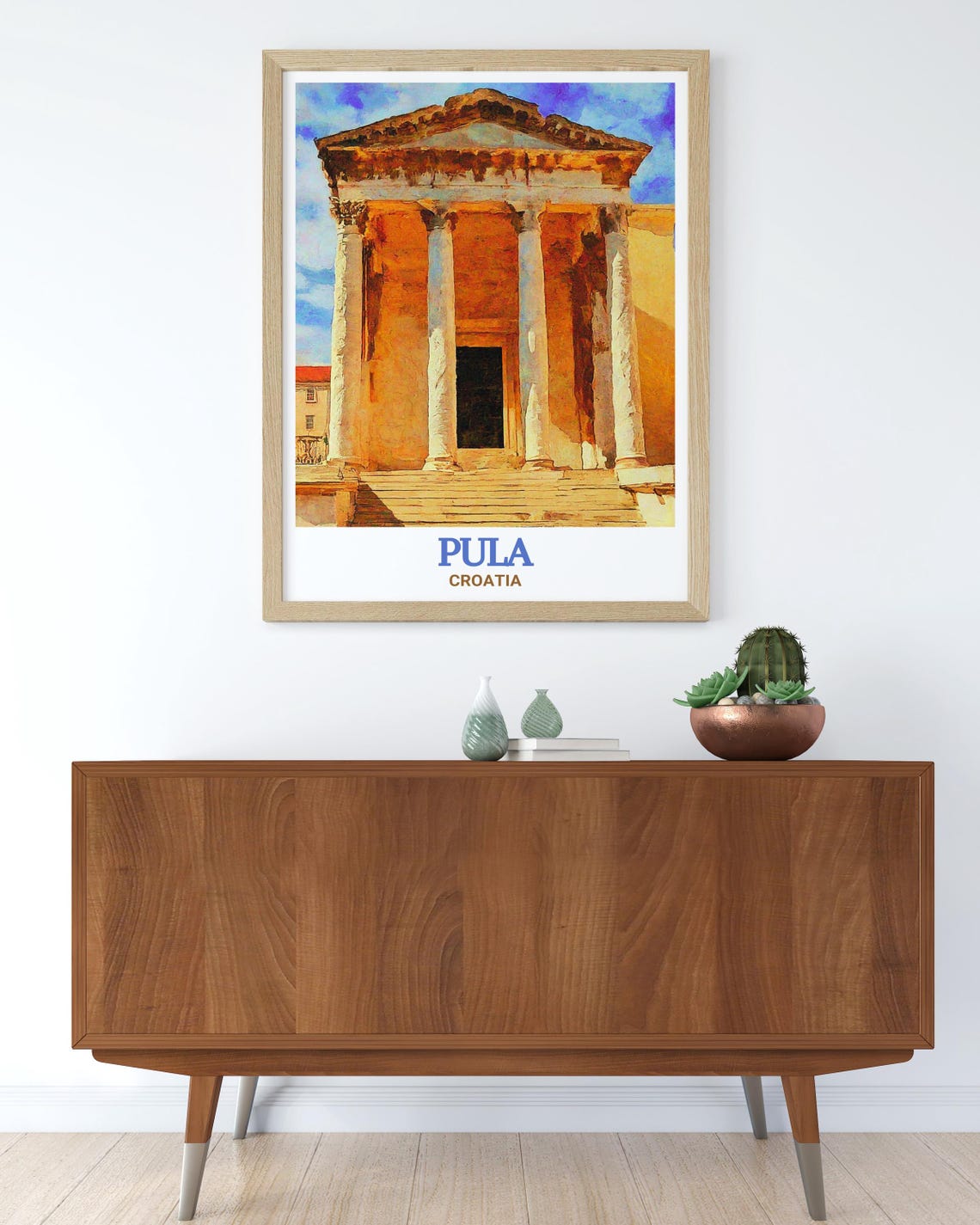 Pula Croatia Poster with Temple of Augustus in Watercolor Style - Image 2