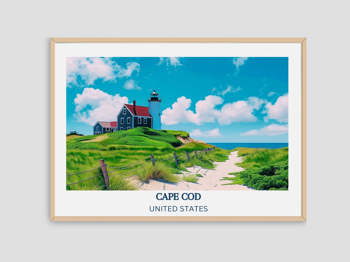 Cape Cod United States Lighthouse Dunes Sunny Beach Travel Poster - Image 4