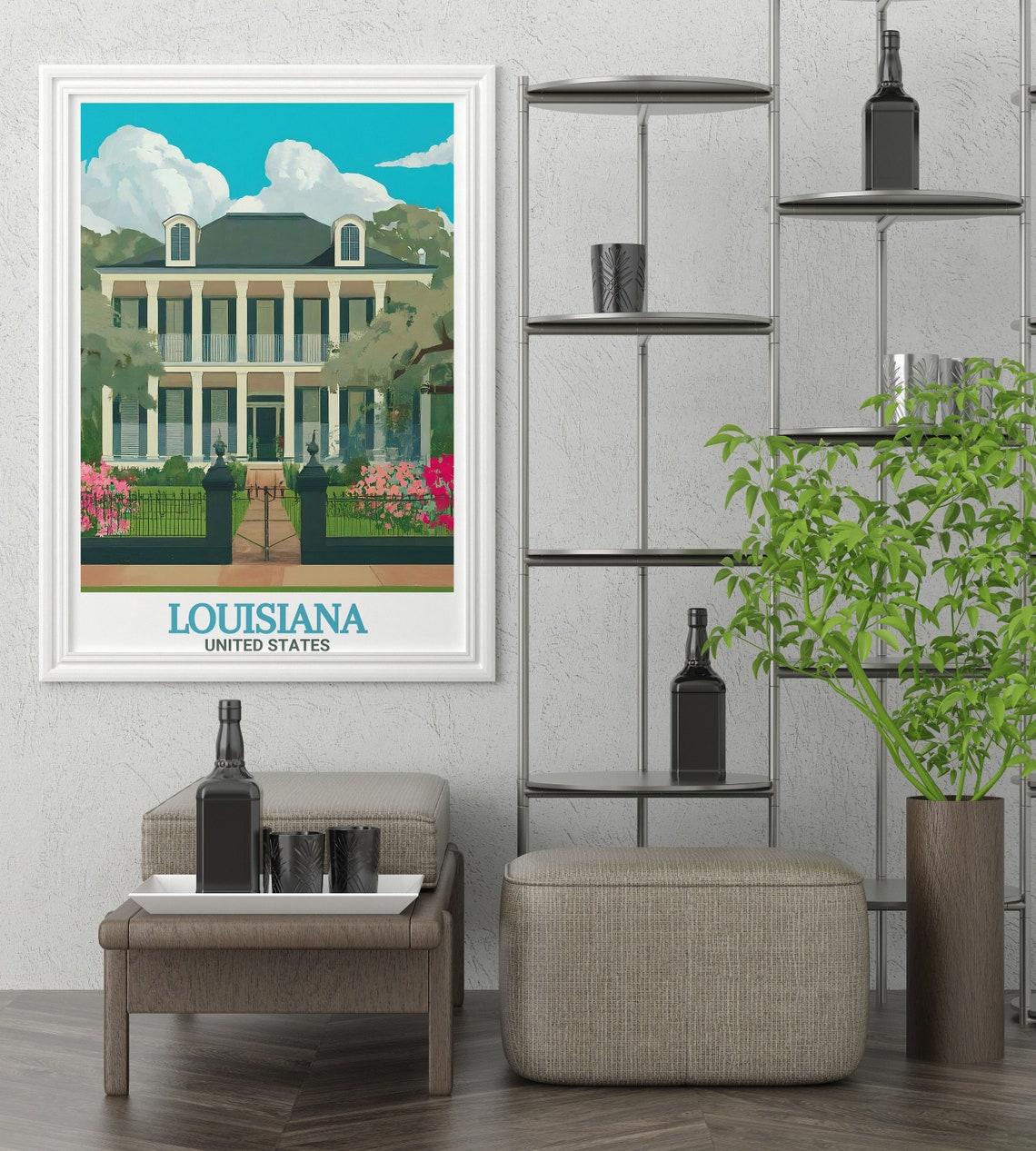 Garden District Mansion With Grand Columns Louisiana Travel Poster - Image 2