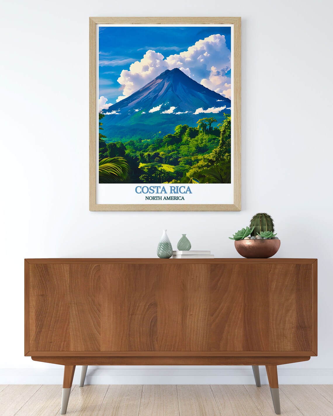 Costa Rica Majestic Volcano Peak Rainforest Jungle Travel Poster - Image 3