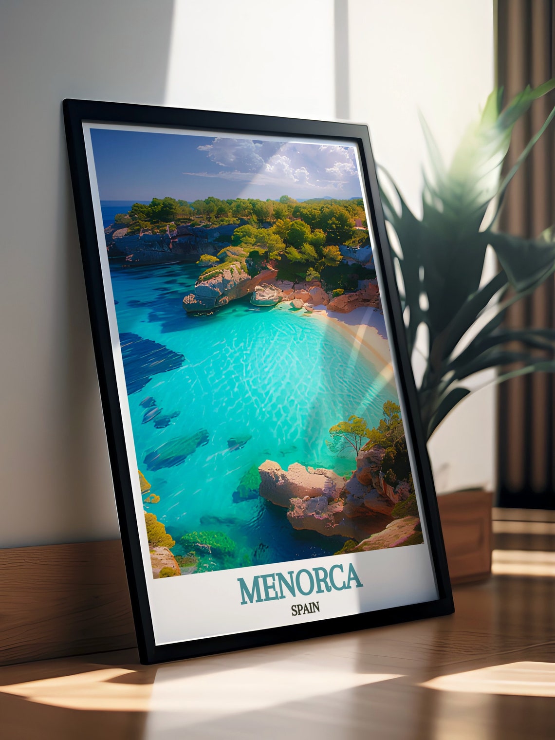 Menorca Cala Macarella Turquoise Cove White Sand Travel Art Poster - Image 2