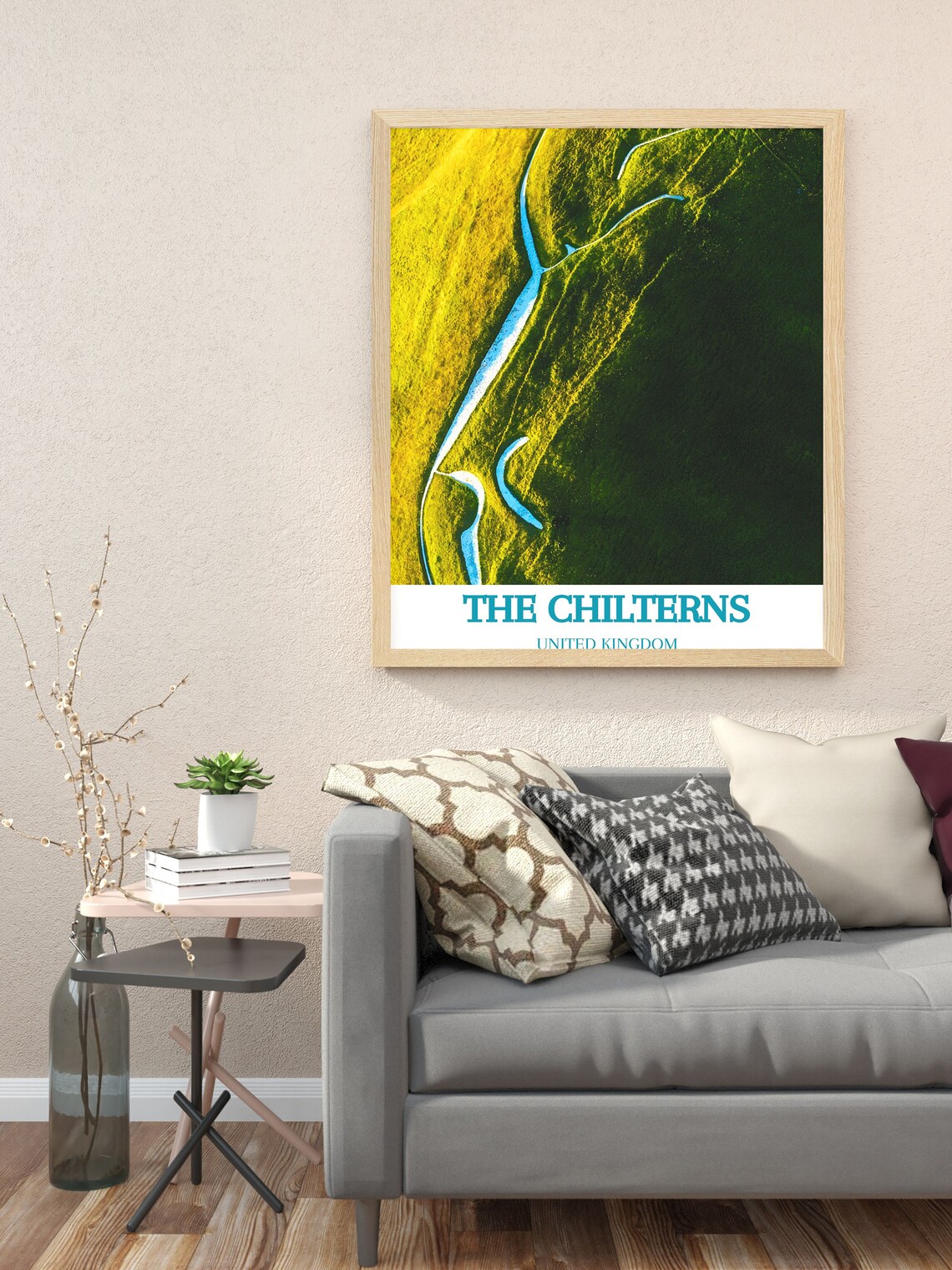 The Chilterns United Kingdom Aerial Green Hills Stream Poster - Image 2