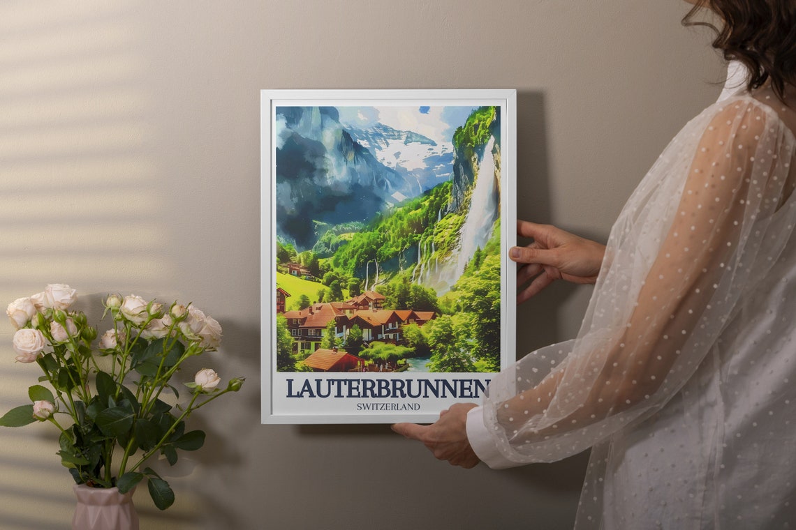 Lauterbrunnen Travel Poster Staubbach Falls Lauterbrunnen Travel Poster Lauterbrunnen Village Poster Lauterbrunnen Poster - Image 2