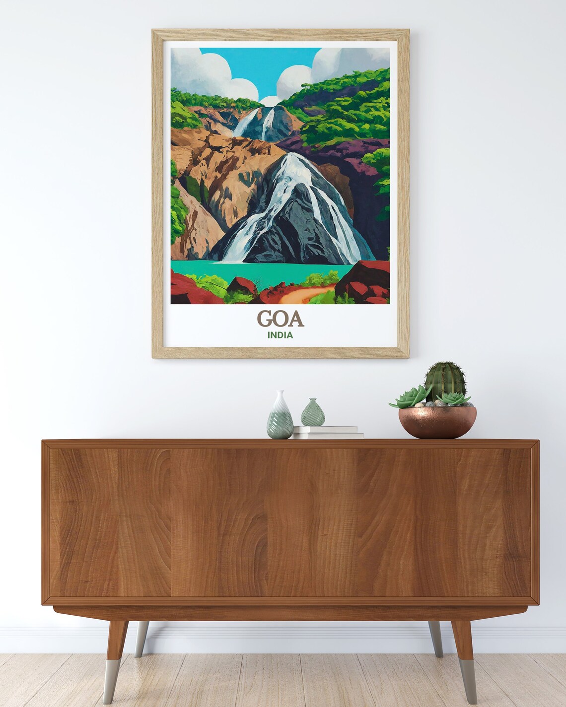 Goa India Dudhsagar Waterfalls Lush Jungle Retro India Travel Poster - Image 3