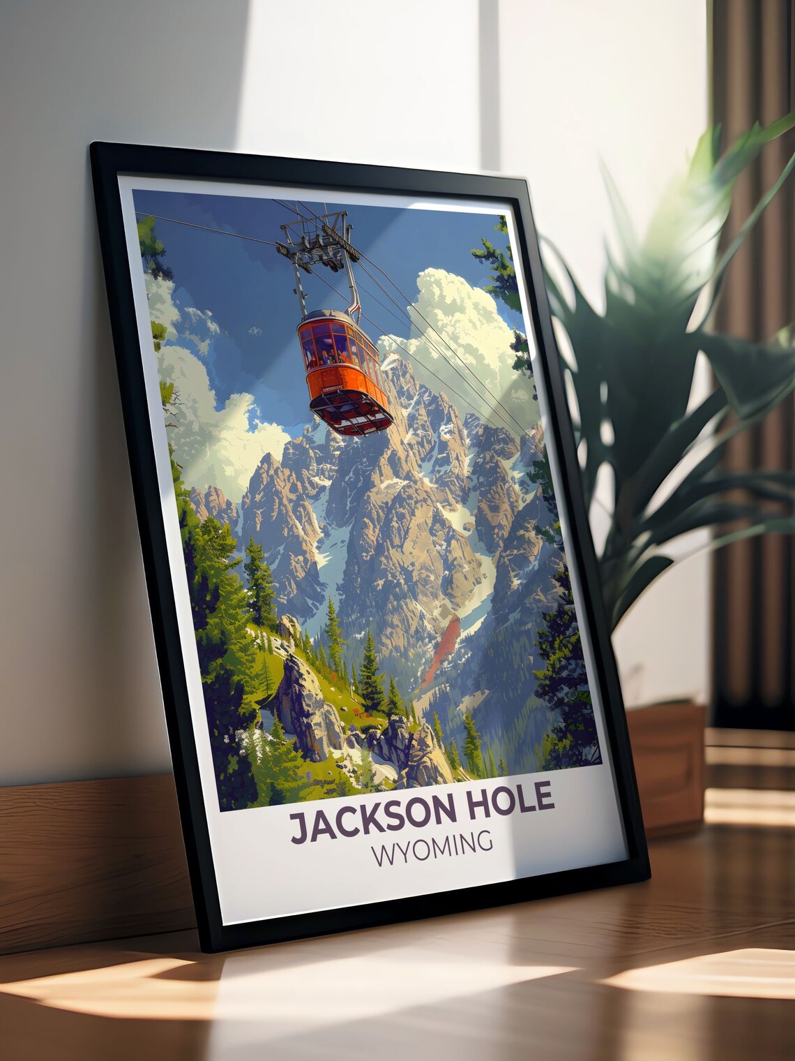 Jackson Hole Wyoming Aerial Tram Crossing Teton Mountains Poster - Image 4