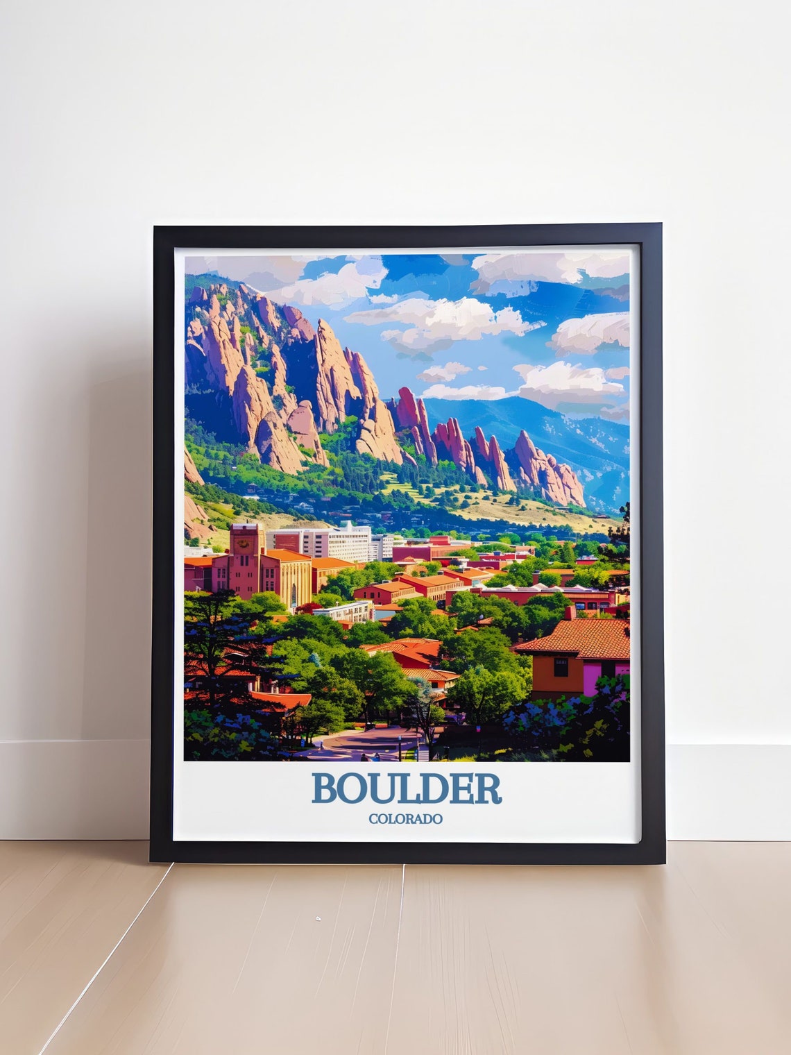 Boulder Colorado Flatirons Red Rocks Rising over the City Poster - Image 4