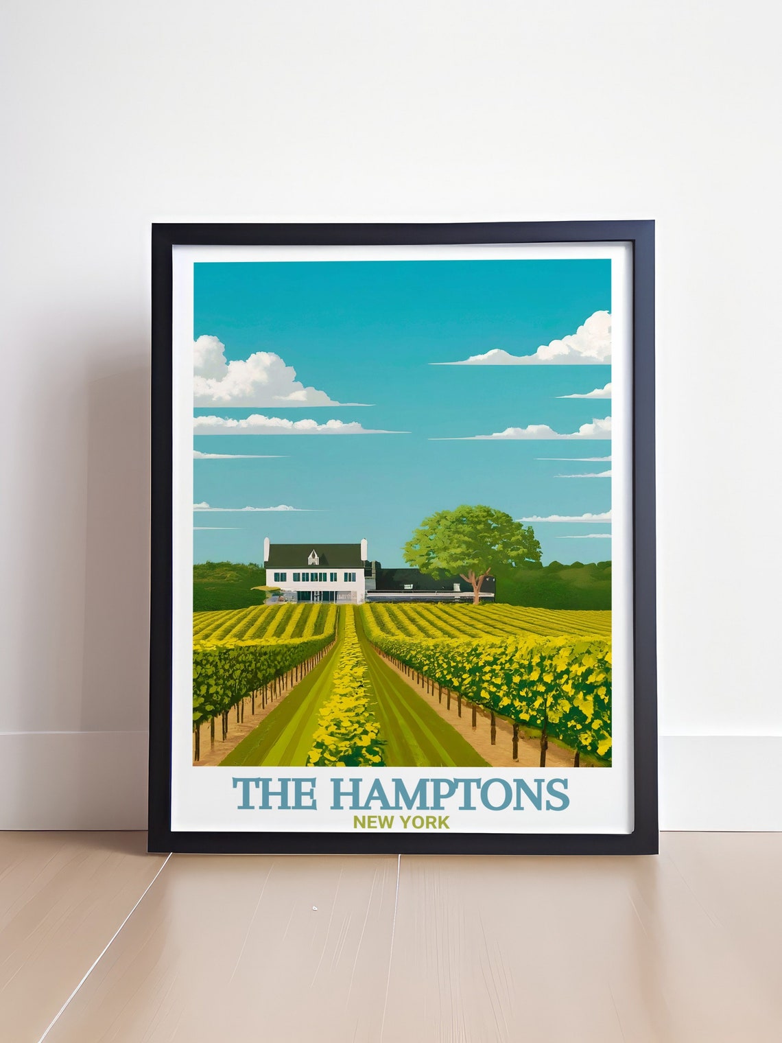 The Hamptons Vineyard Estate Illustrated Summer New York Poster - Image 4