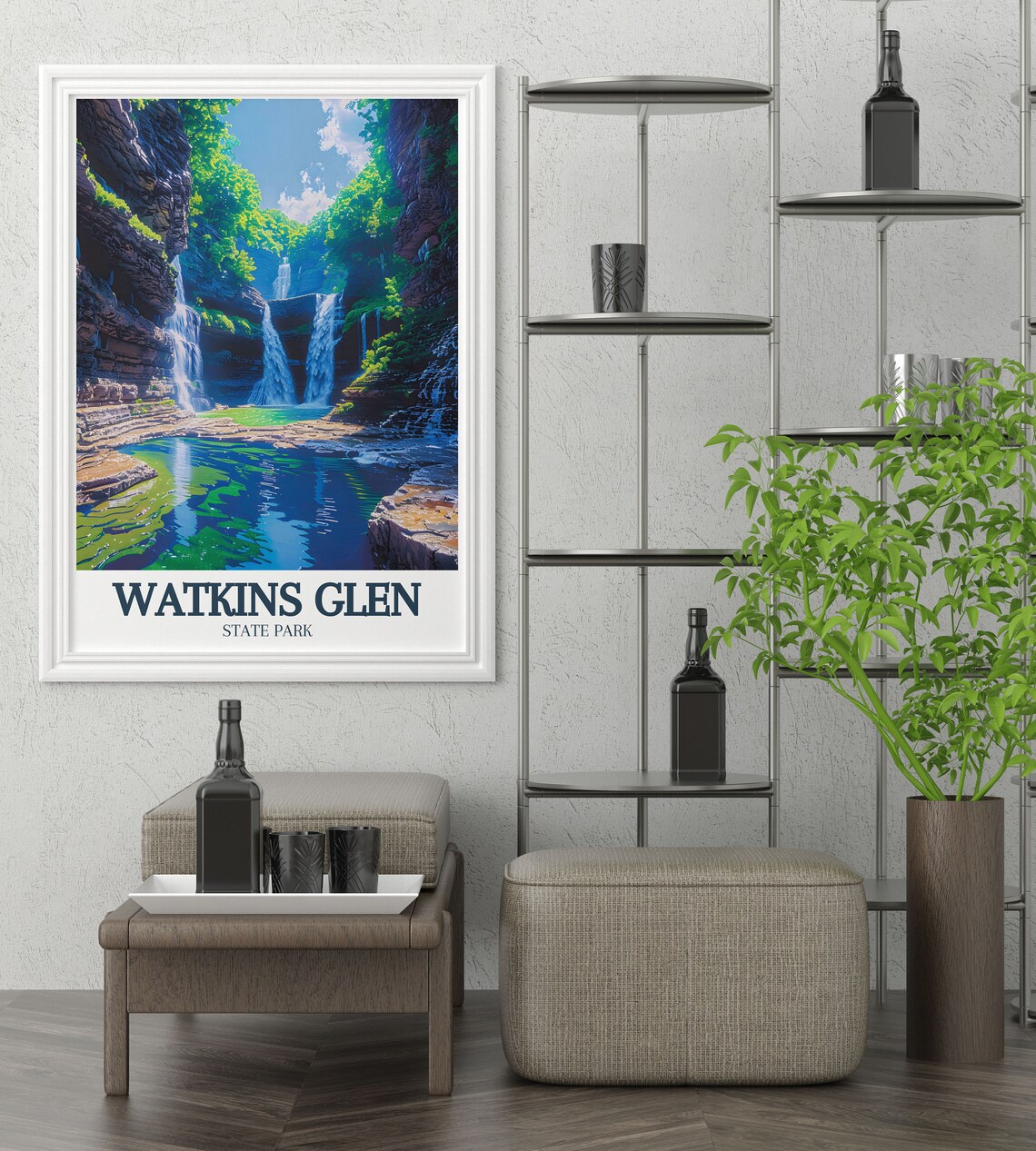 Watkins Glen State Park Triple Waterfalls in a Green Gorge Poster - Image 2
