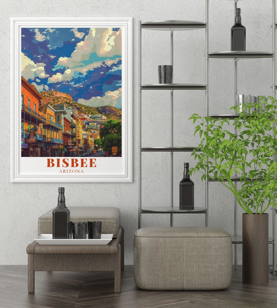 Bisbee Arizona Historic Downtown Main Street Sunset Art Classic Poster - Image 4