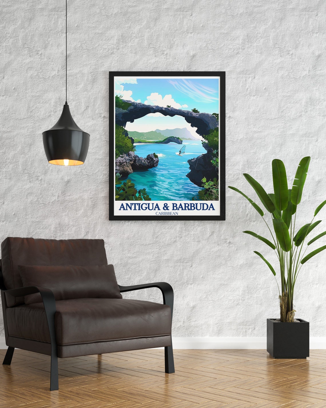 Antigua and Barbuda Devils Bridge Rock Arch Bay Travel Poster - Image 3