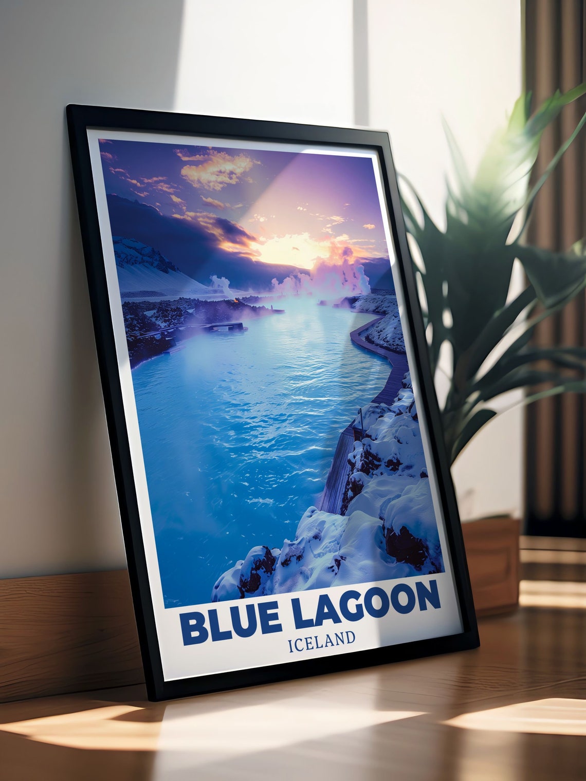 Blue Lagoon Iceland Geothermal Spa Sunset Waters Travel Poster - Image 3