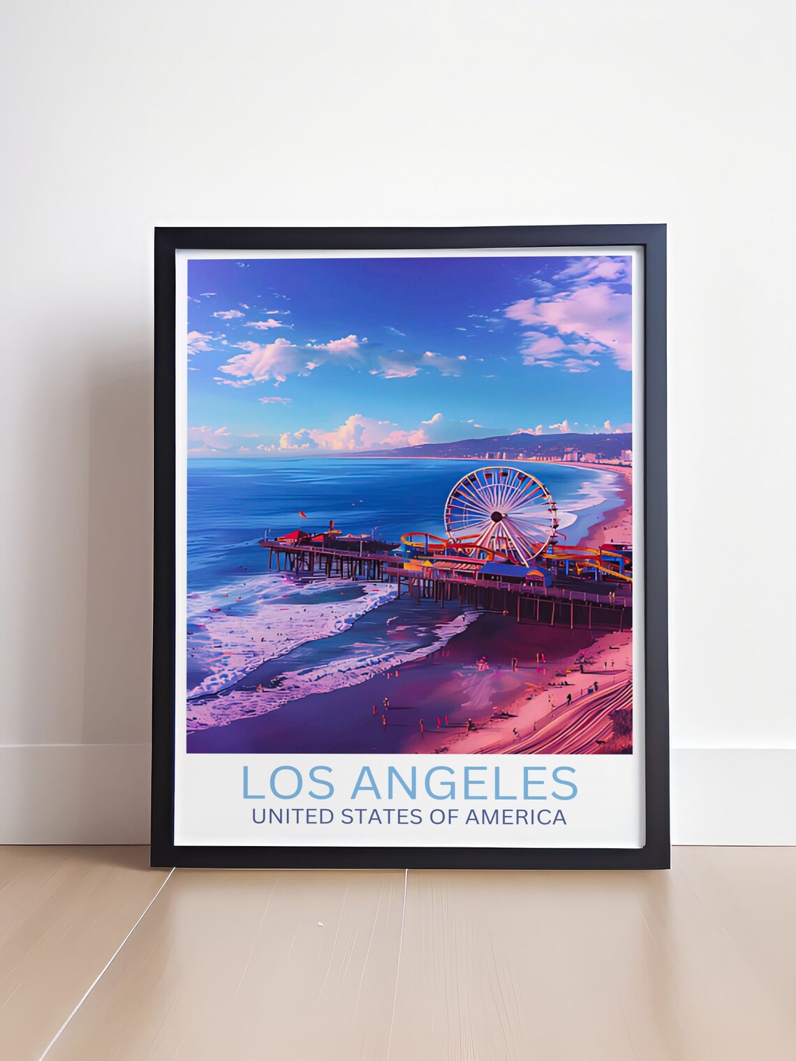 Los Angeles Travel Map Poster Santa Monica Pier Art Print Capture The Essence Of Californias Iconic Landmark - Image 4
