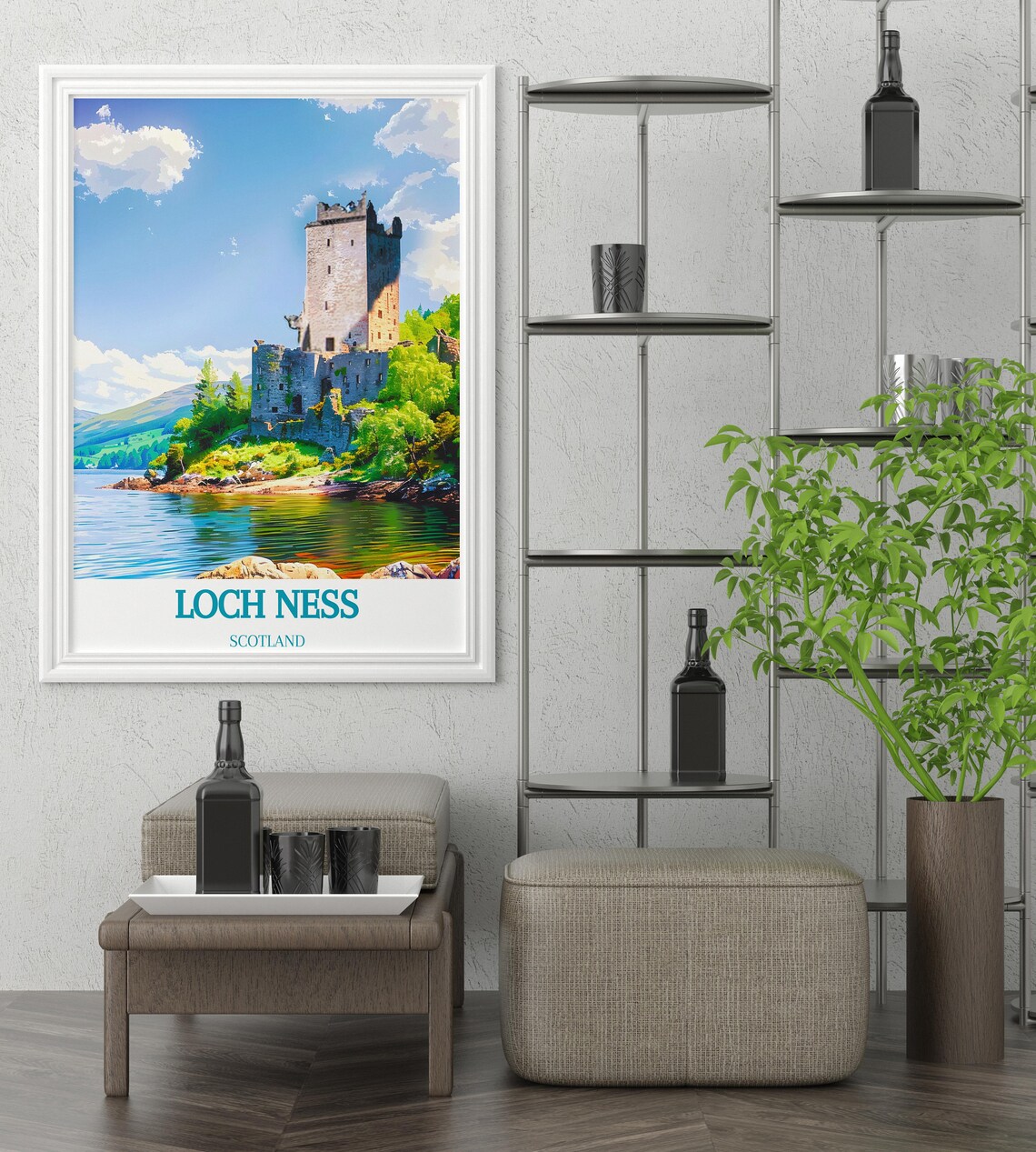 Loch Ness Scotland Ancient Castle Ruins Calm Lakeside Travel Poster - Image 3