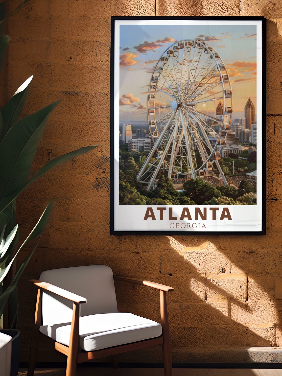 Atlanta Georgia Skyview Ferris Wheel Sunset Skyline View Poster - Image 3