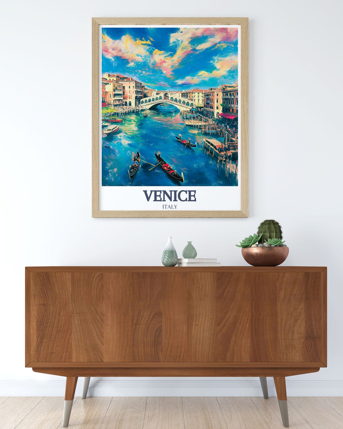 Venice Travel Poster Rialto Bridge Grand Canal Travel Print Rialto Bridge And Grand Canal Art For Your Home - Image 3