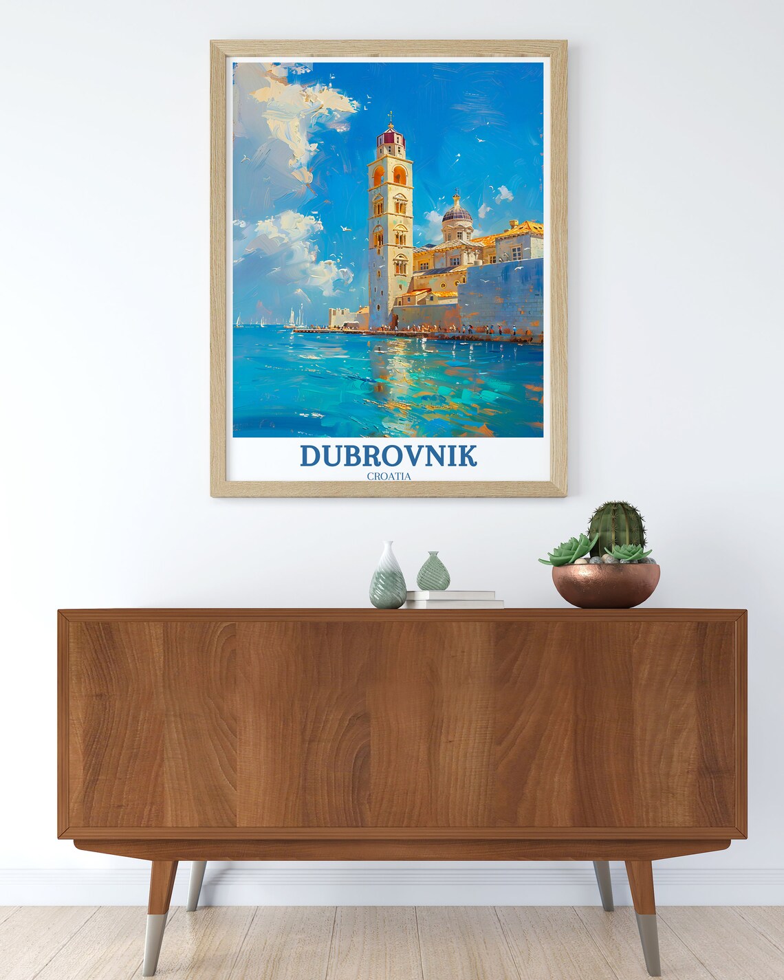Dubrovnik Cathedral Bell Tower Above Adriatic Sea View Poster - Image 3