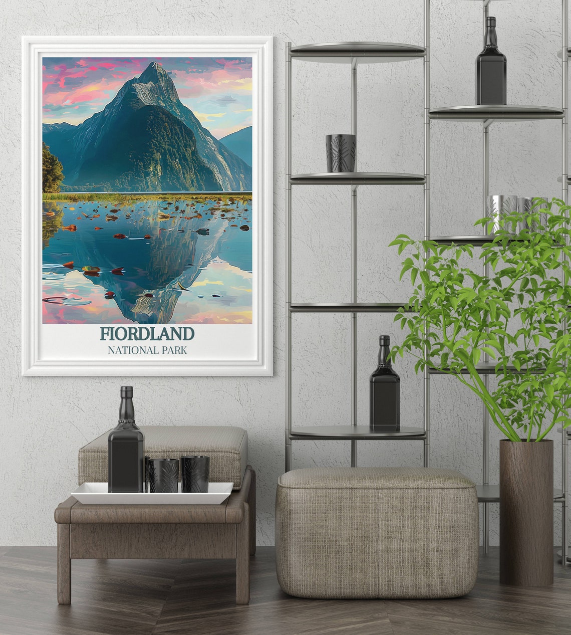 Fiordland National Park Mitre Peak Mirror Reflection Sunset Poster - Image 4