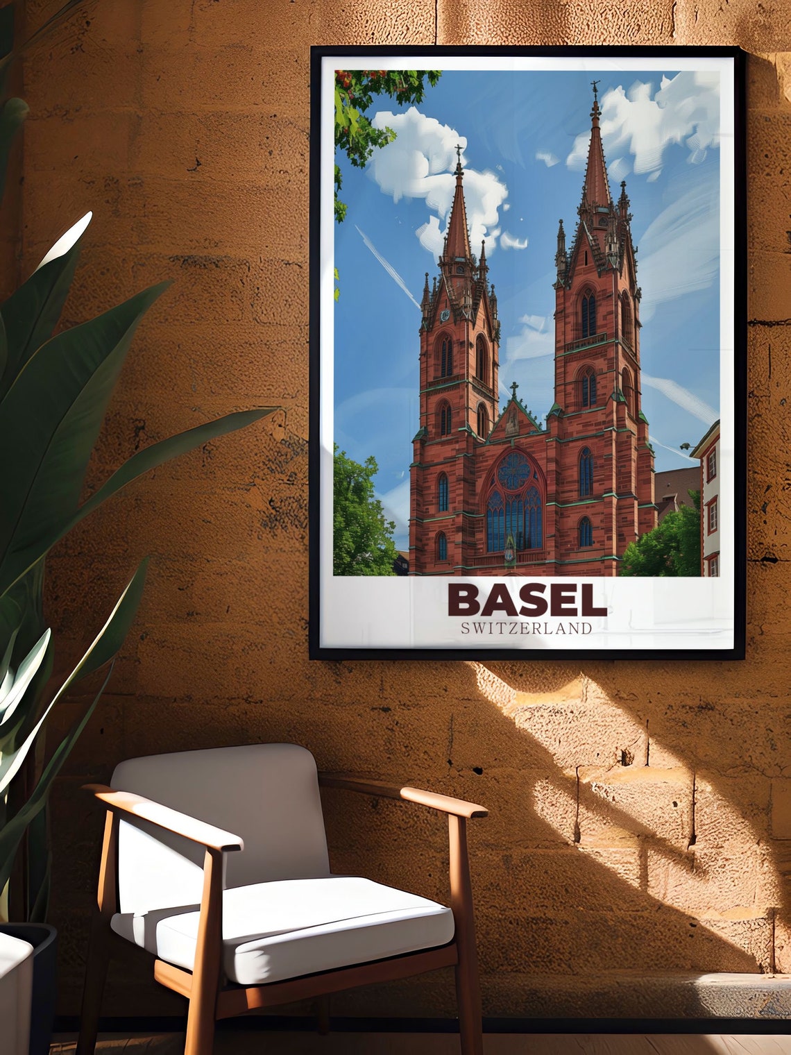 Basel Switzerland Minster Red Sandstone Twin Spires Gothic Poster - Image 2