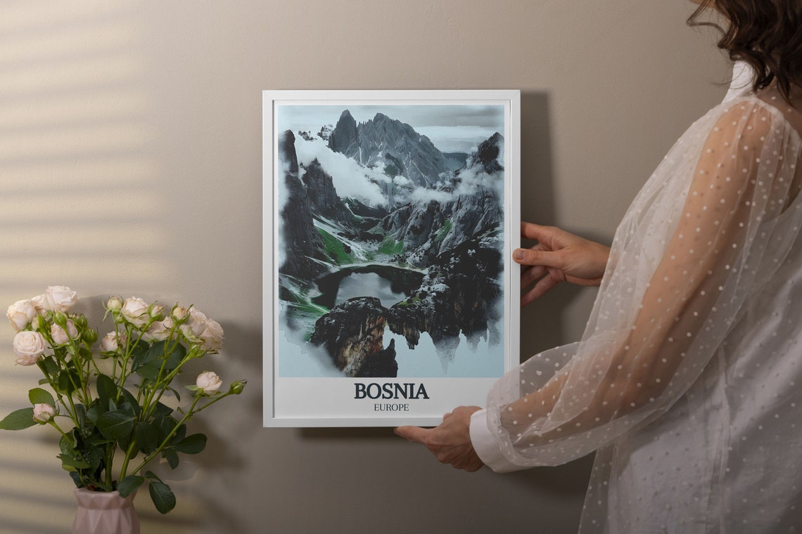 Bosnia Travel Print Sutjeska National Park Art Print Magli Mountain And Trnovako Lake Decor Bosnia Wall Art - Image 2
