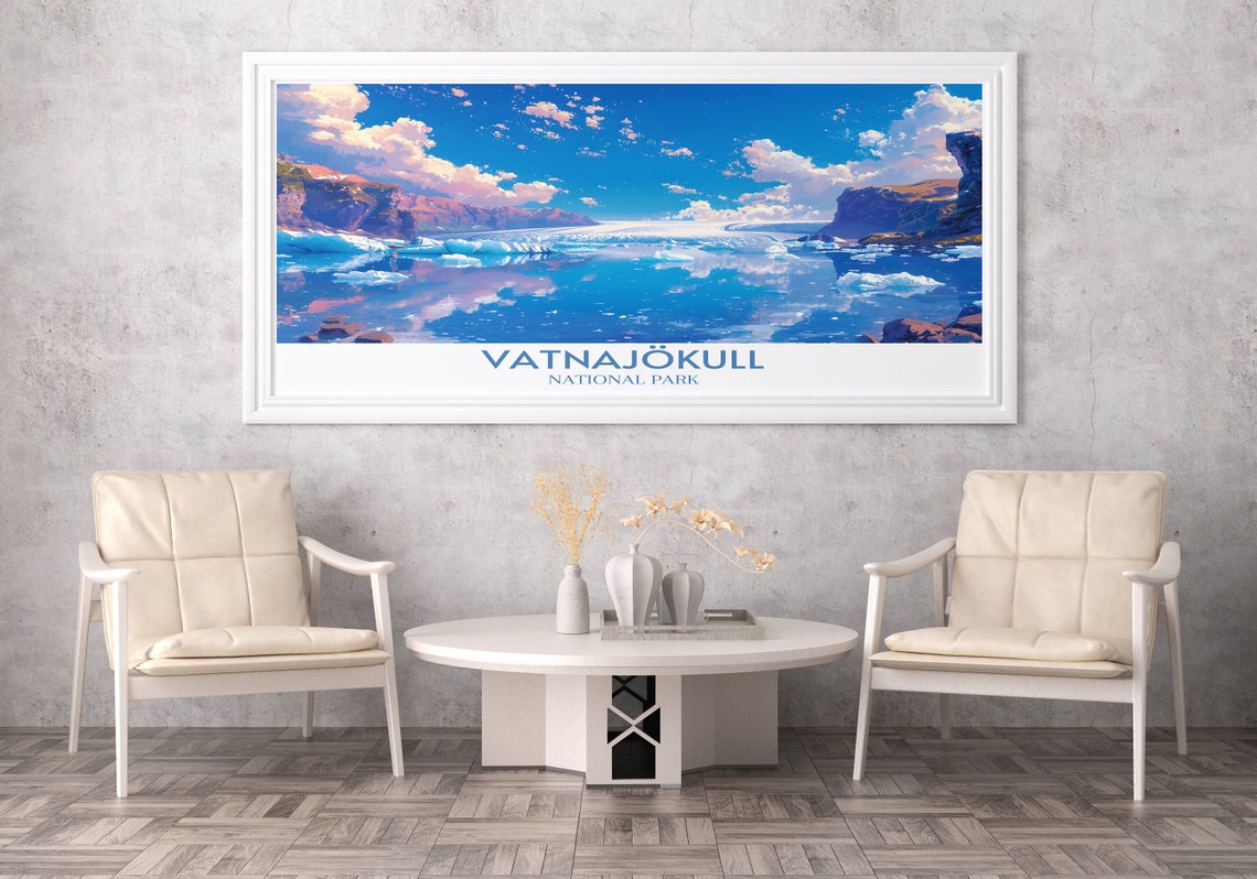 Vatnajokull National Park Glacier Lagoon Reflection Travel Poster - Image 3
