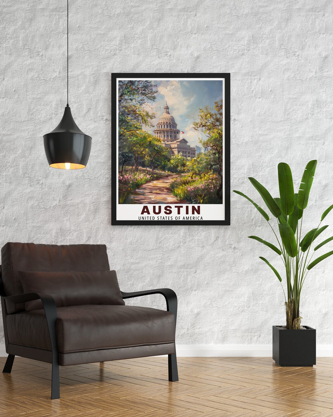 Austin Texas State Capitol Vintage Painting City Travel Poster - Image 2