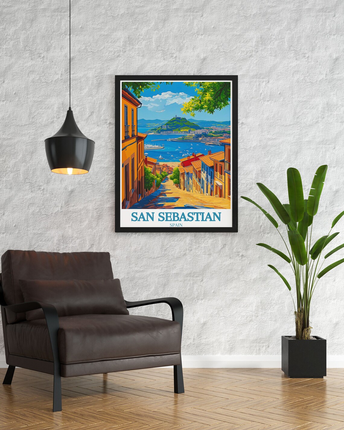 San Sebastian Old Town Street Leading To Marina Spain Travel Poster - Image 3