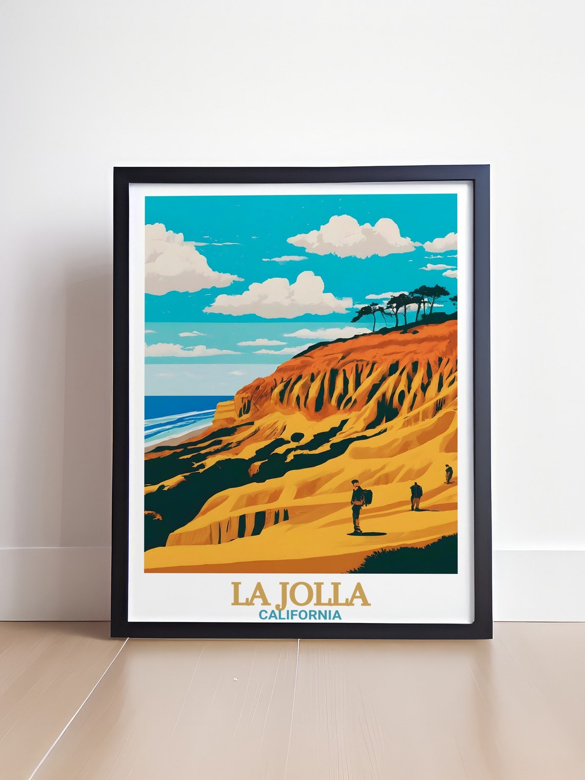 La Jolla Torrey Pines Golden Sandstone Cliffs And Hikers Trail Poster - Image 4
