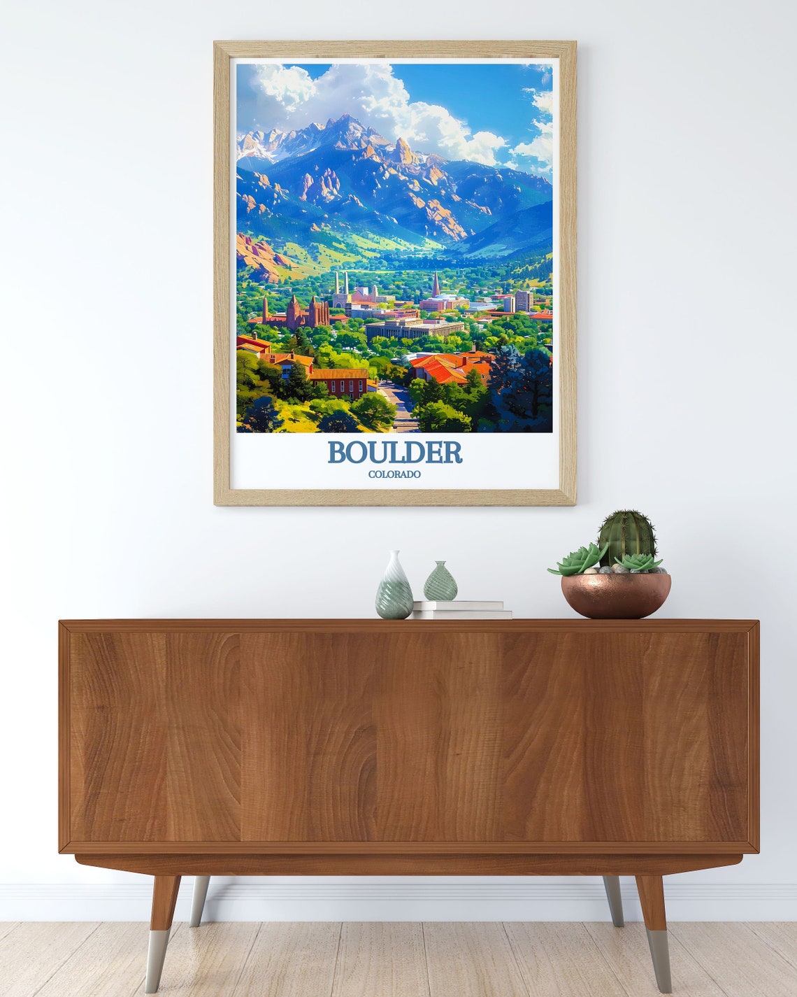 Boulder Colorado Cityscape With The Flatirons Mountain Backdrop Poster - Image 2