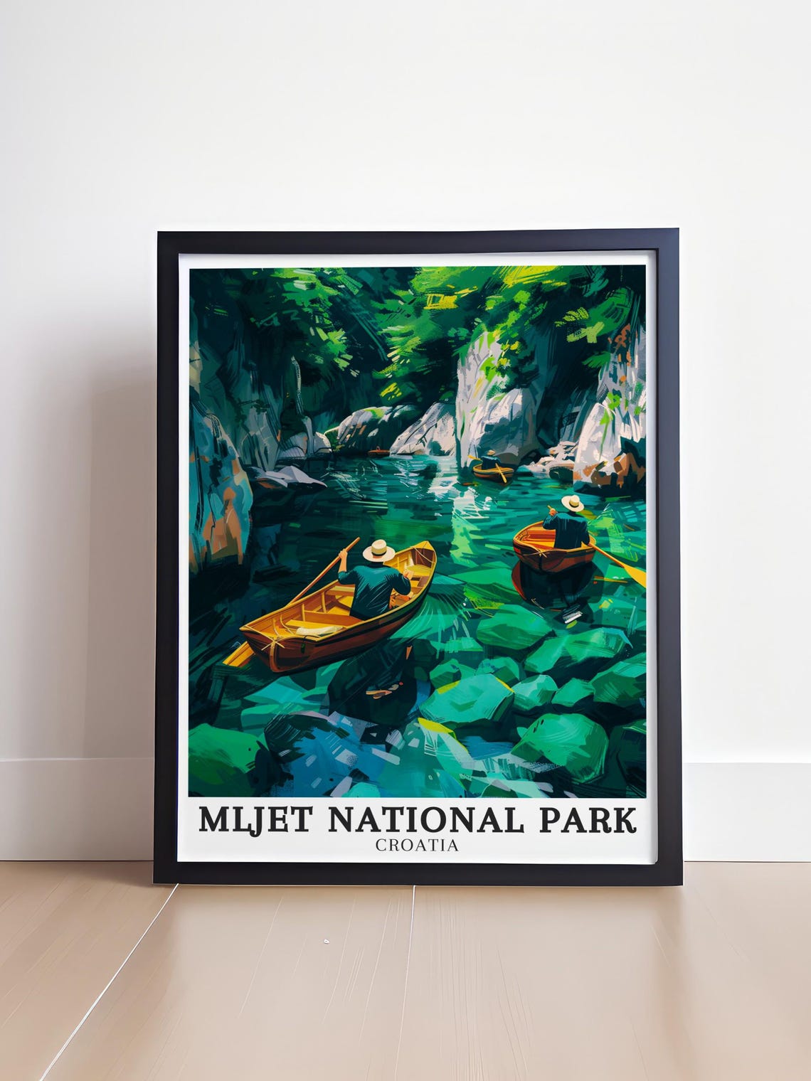 Mljet National Park Croatia Poster Rowboats in Emerald Canyon Waters - Image 4