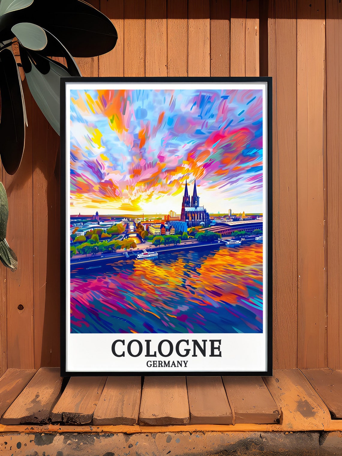 Cologne Germany Rhine River Sunset Cathedral Skyline Art Poster - Image 3