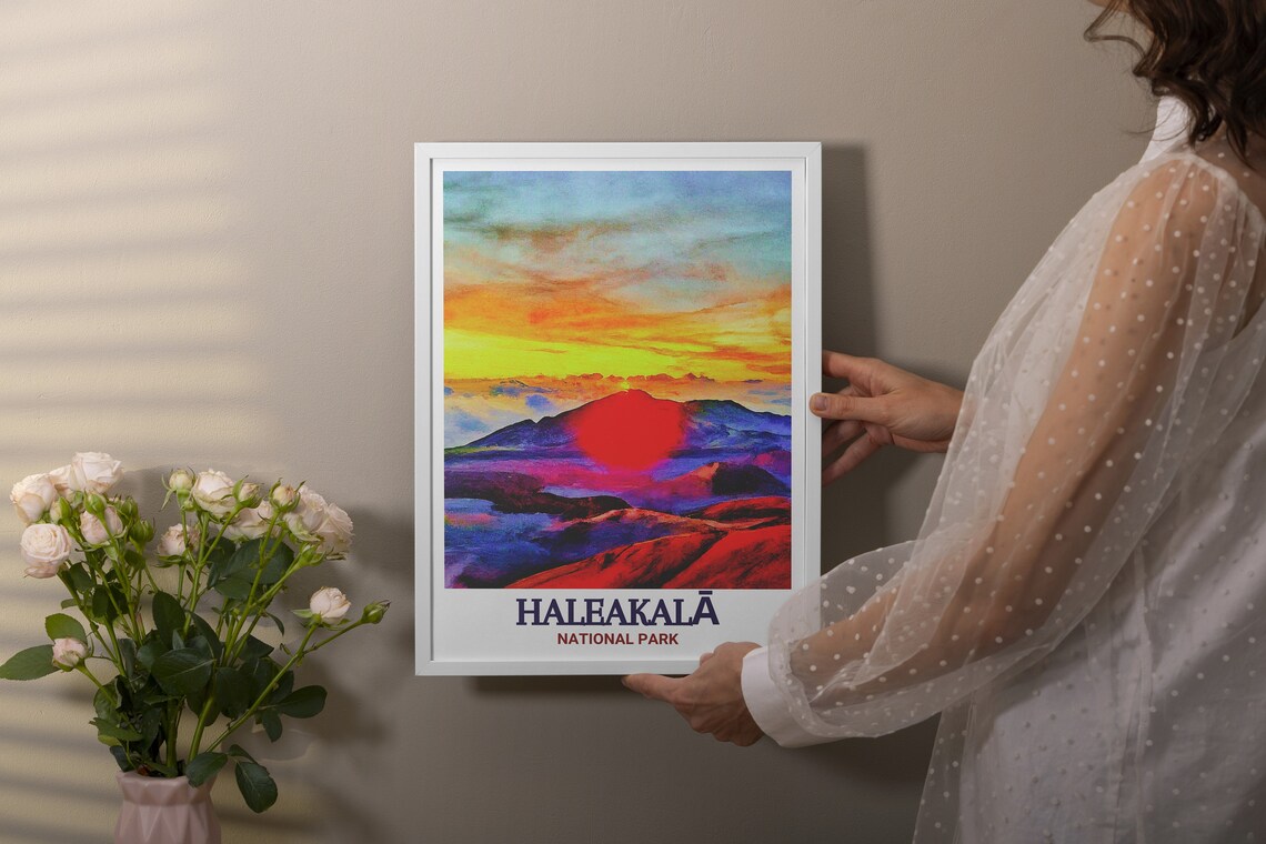 Haleakalā National Park Volcano Sunrise Colorful Sky Travel Poster - Image 2