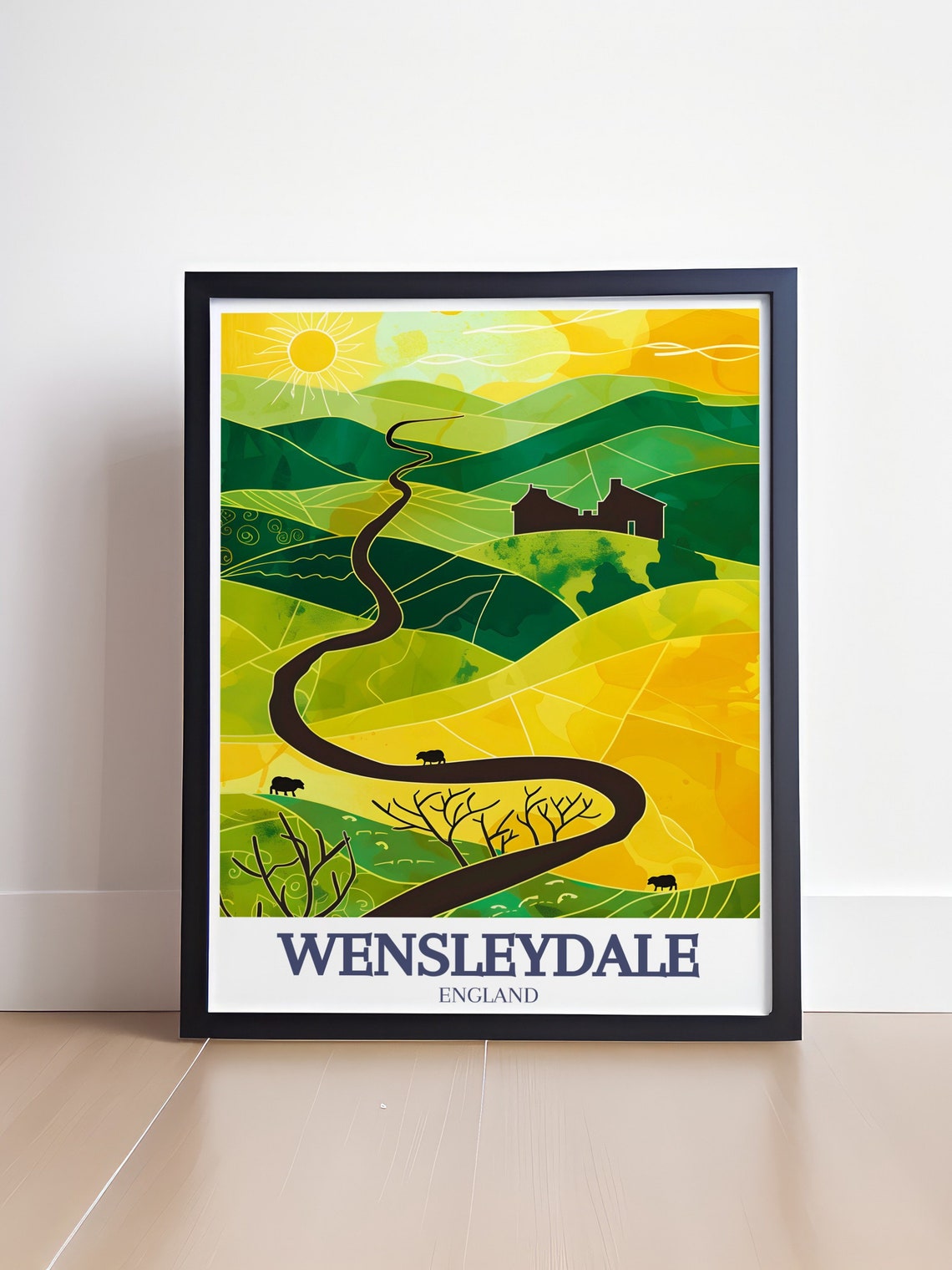 Wensleydale Yorkshire Dales Golden Rolling Hills Travel Poster - Image 4