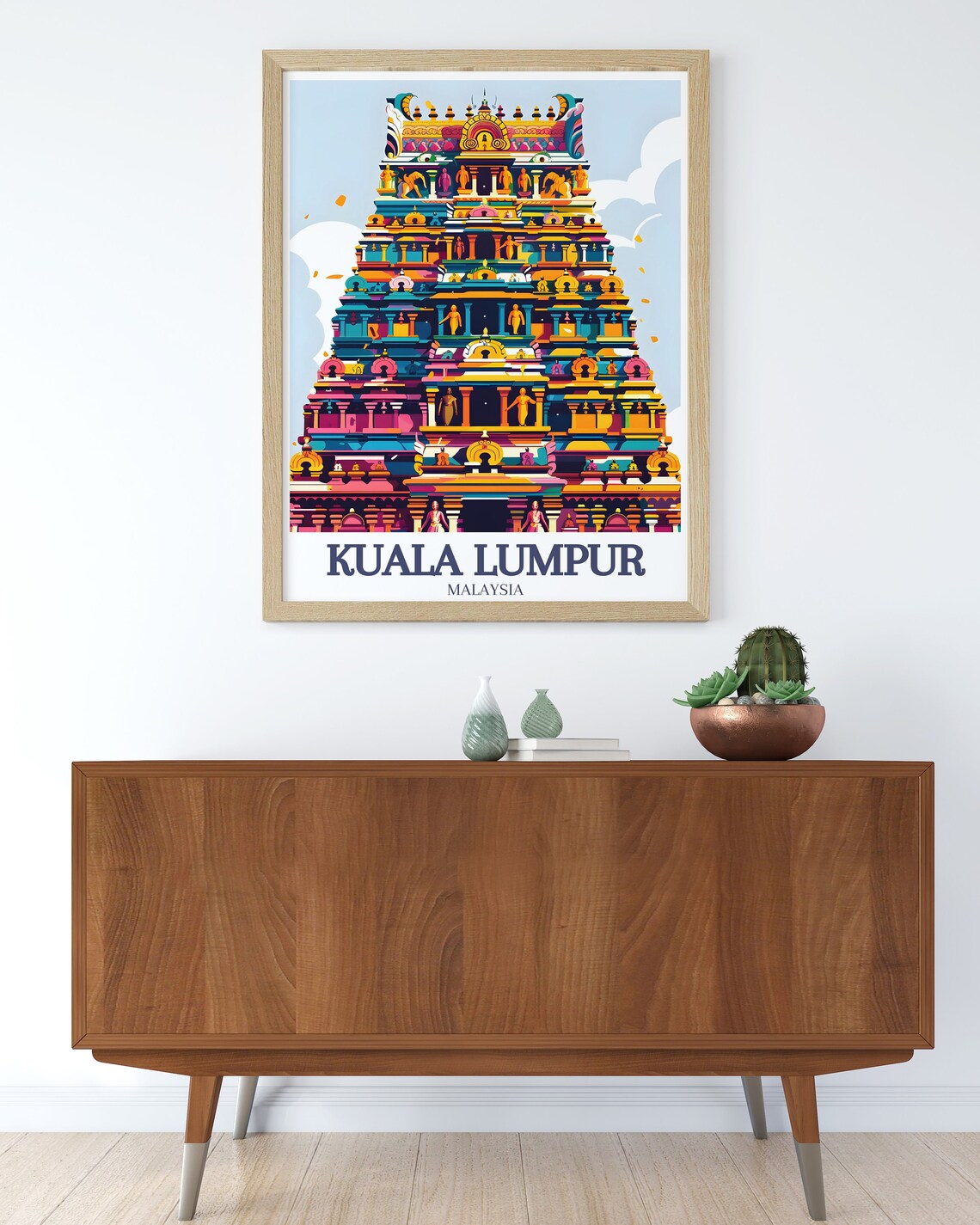 Kuala Lumpur Malaysia Colorful Hindu Temple Detail Travel Poster - Image 2
