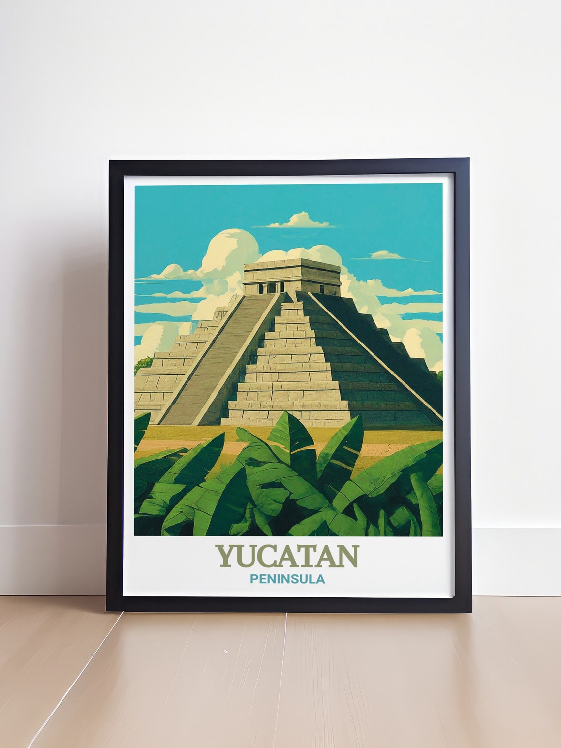 Yucatan Peninsula Mayan Step Pyramid Jungle Mexico Travel Poster - Image 4